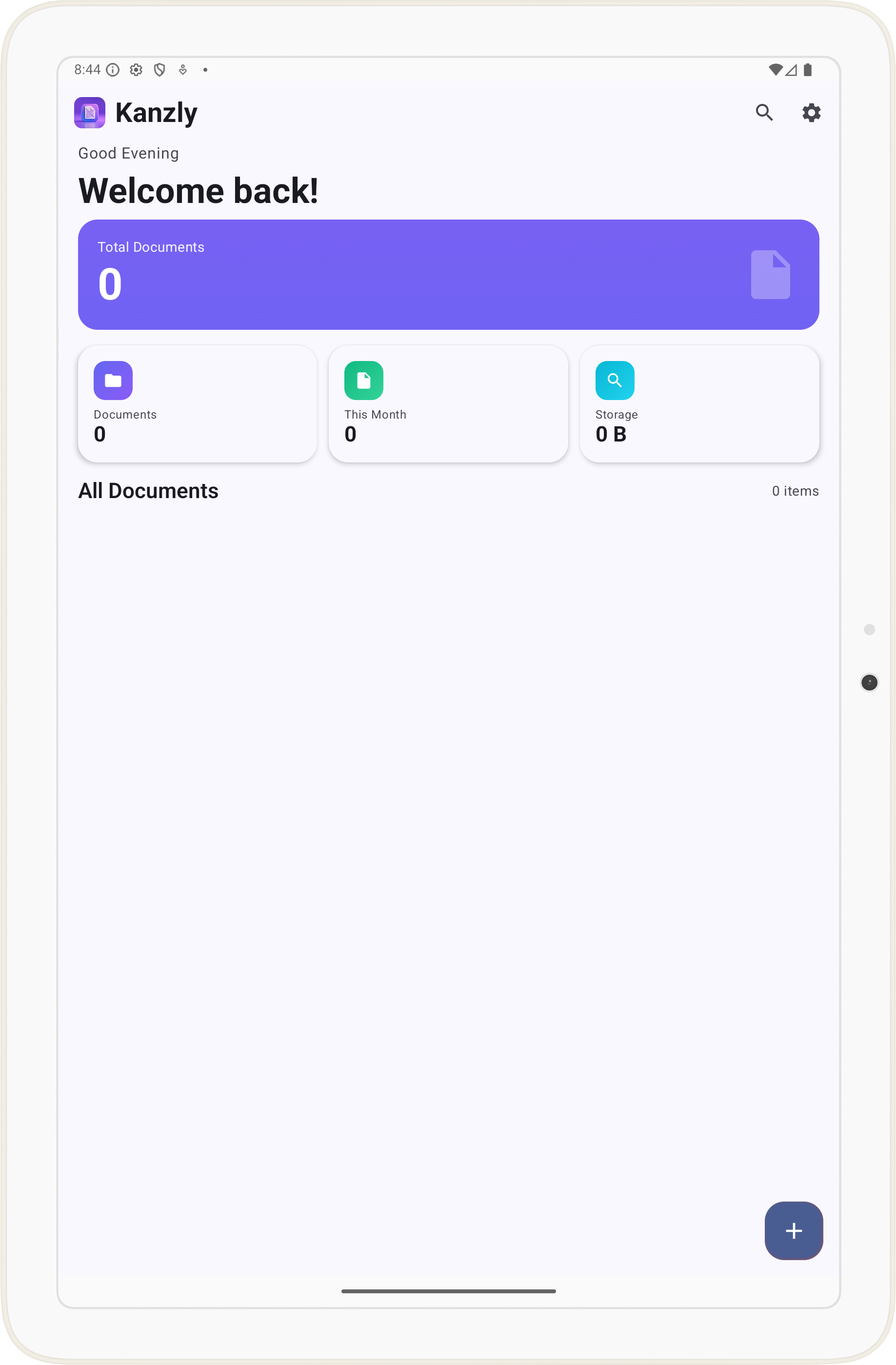 Kanzly search and library screen